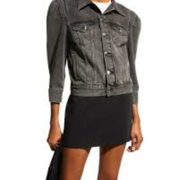 Frame NWT Rosette Sleeve Denim Jacket Ozone Size Medium